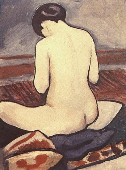 Sitting Nude with Cushions, August Macke